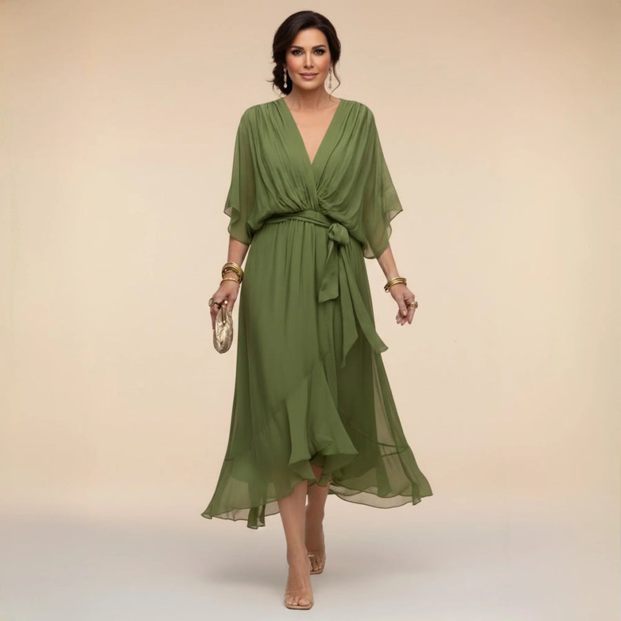 Vestito Chiffon Scollatura V Fluido